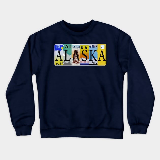 Alaska License Plates Crewneck Sweatshirt by stermitkermit